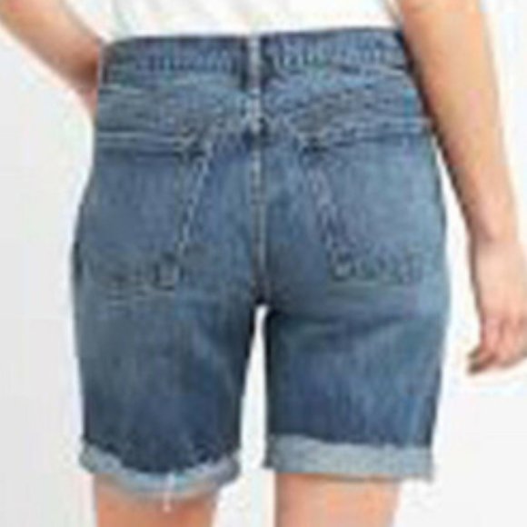 GAP Bermuda Mom Raw Hem High Rise High Waist Jean Shorts Size 25 - Picture 5 of 16